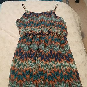 Peacock print maxi dress
